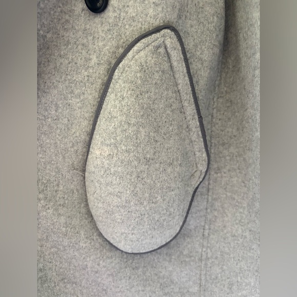 ViCOLO Wool Handmade Heather Grey Gray Double Breasted Long Midi Coat Peacoat - Picture 8 of 17